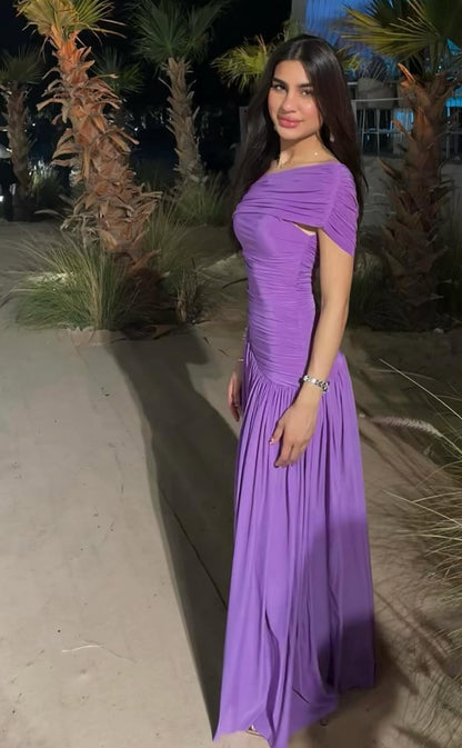 Robe de soirée violette coupe trapèze J7143