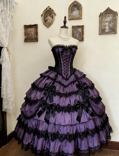 Robe de bal violette pour Sweet 16 avec dentelle, robe de fête mignonne pour adolescentes J8659