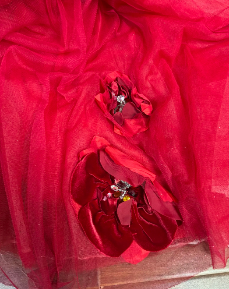 Robe de bal Quinceanera rouge à fleurs, 16 ans, chérie, J8627