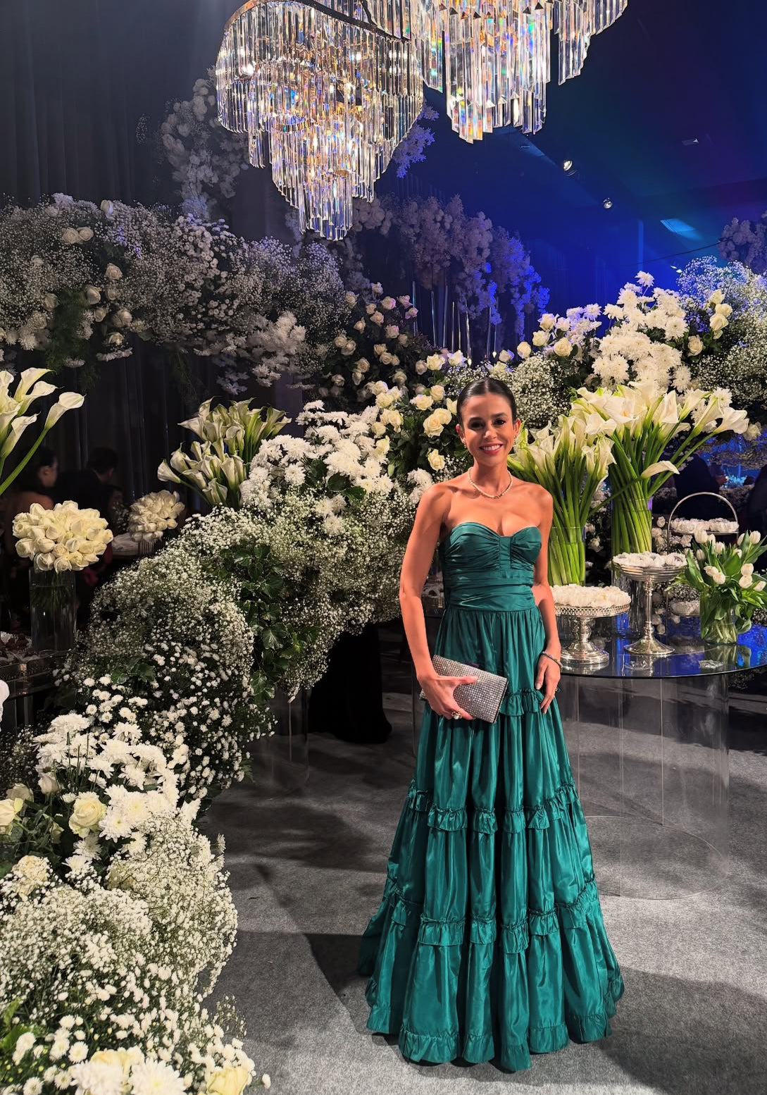 Sweetheart A Line Emerald Green Wedding Guest Dress Formal Evening Dress J7040