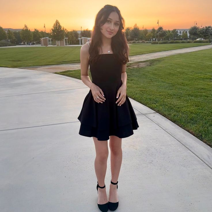 A Line Black Birthday Dress Short Prom Dress Hoco Dress J7236