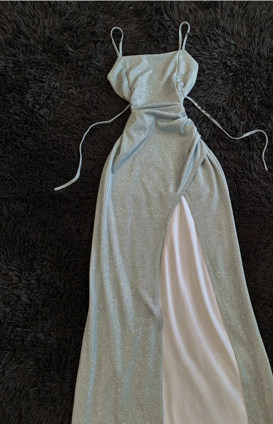 Sparkle Long Prom Dress With Slit Evening Party Dress J8894