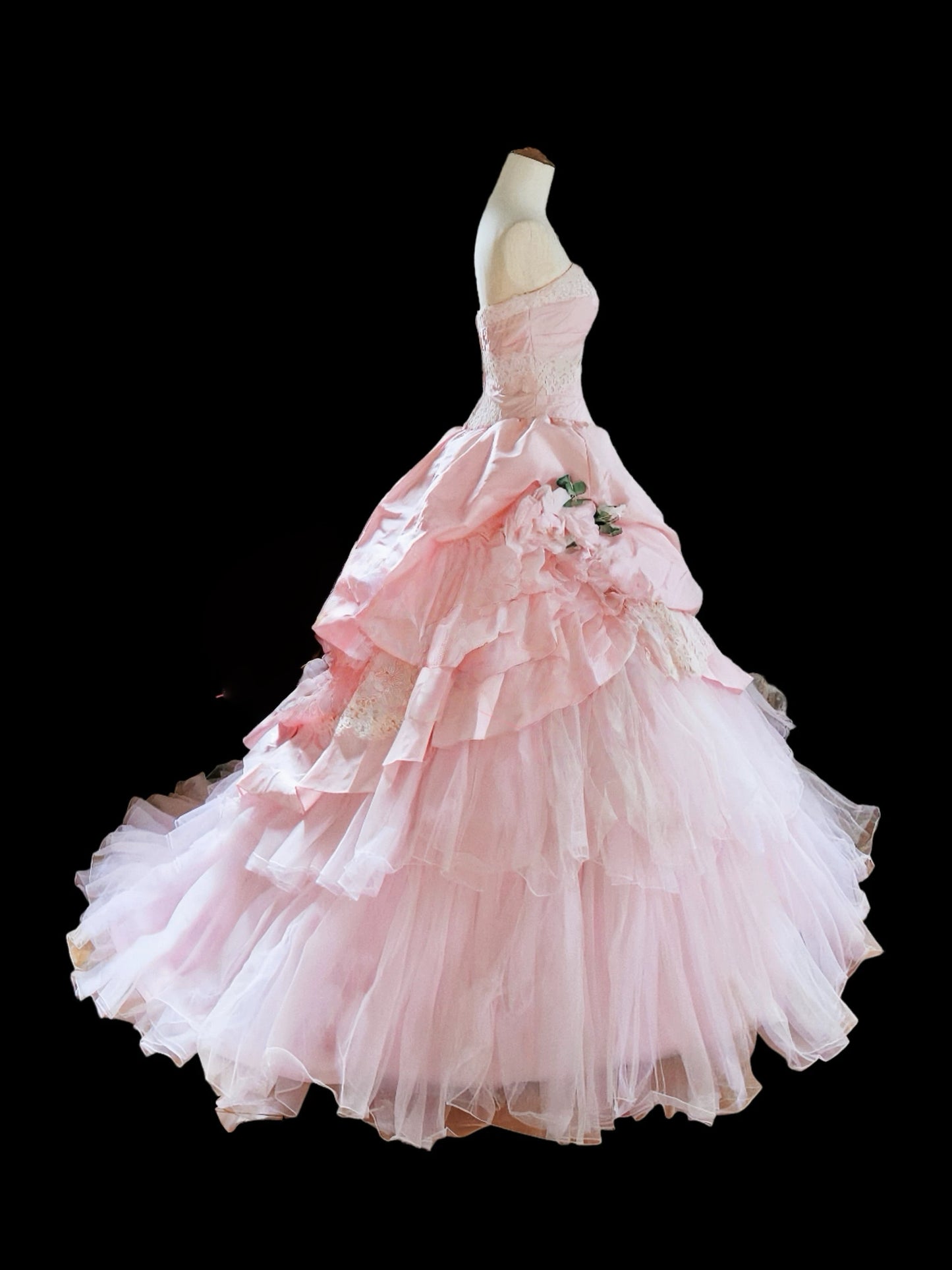 Robe bustier rose coupe trapèze pour anniversaire, 15 ans, J8429