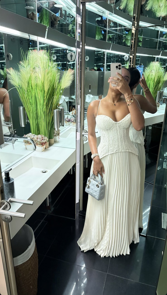 A Line Lace Pleated Party Dress Formal Evening Dress J8843