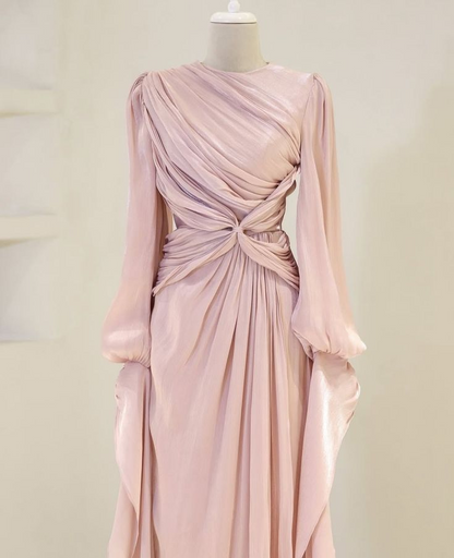 Robe de soirée bordeaux à manches longues et coupe trapèze J8160