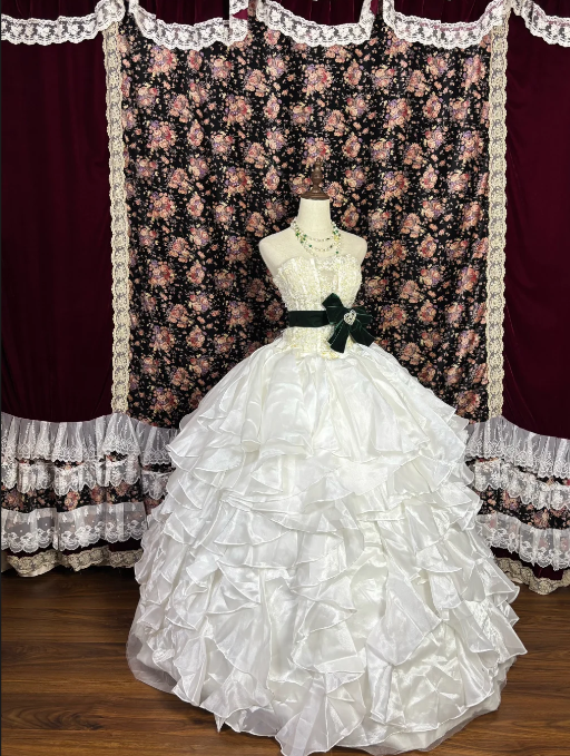 White Sweet 16 Quinceanera Ball Gown Ruffle Birthday Dress J8626