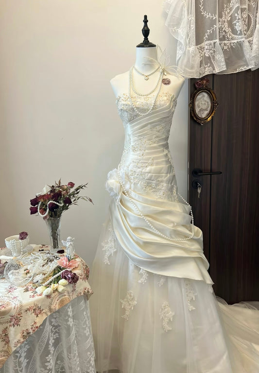 Robe de mariée bustier à appliques, élégante robe de mariée J7718