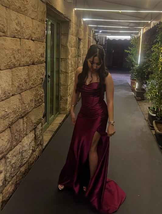 Mermaid Satin Prom Dress Formal Evening Party Dress J7186