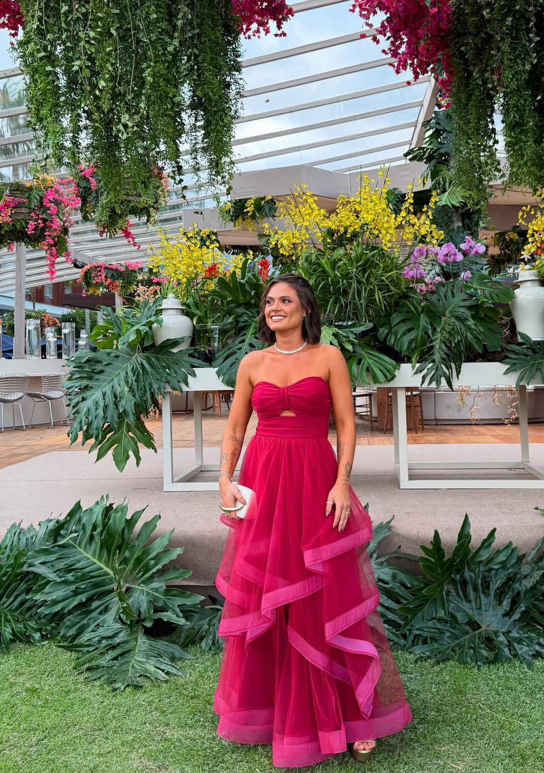 Strapless A Line Ruffle Wedding Guest Dress Formal Party Gown J7026