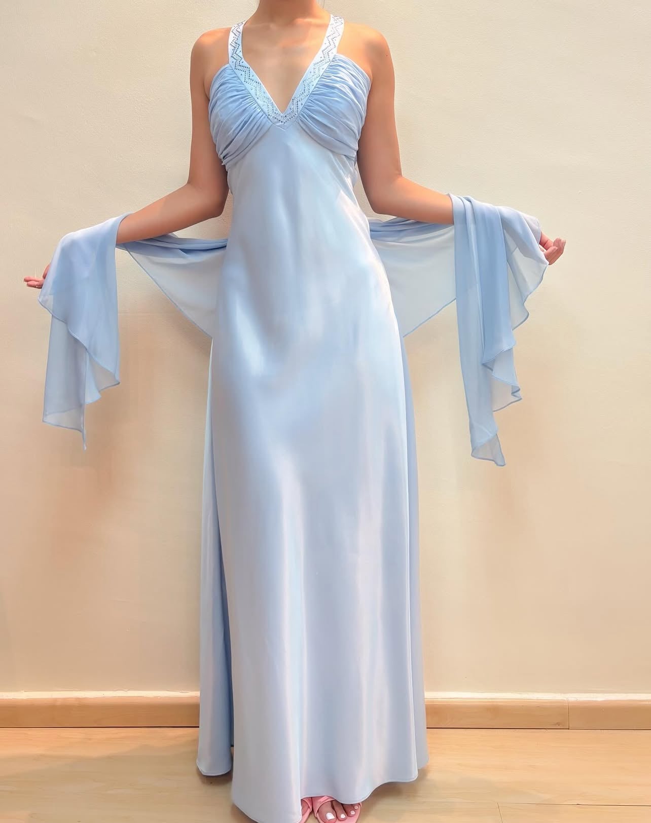 A Line Blue Vintage Long Prom Dress Formal Party Dress J8580