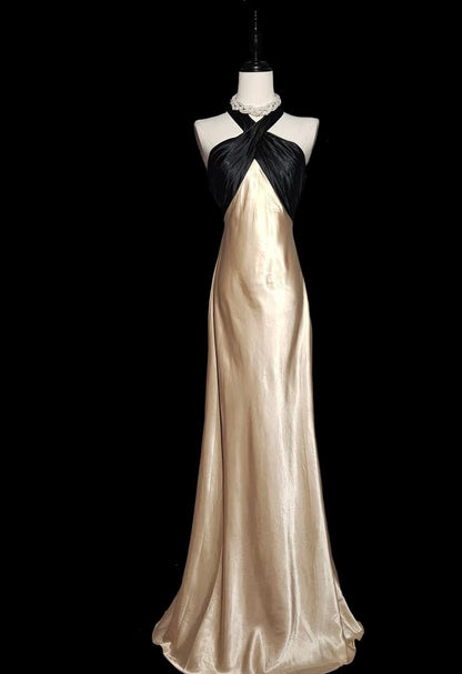 Rückenfreies Meerjungfrau-Abendkleid aus Satin, formelles Ballkleid J7320
