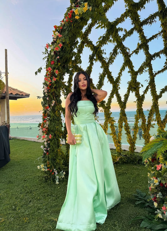 Robe de soirée en satin coupe trapèze pour invité de mariage, robe de bal formelle, robe de soirée J7068