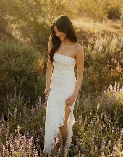 White Lace Wedding Dress Long Evening Dress Dress J7212