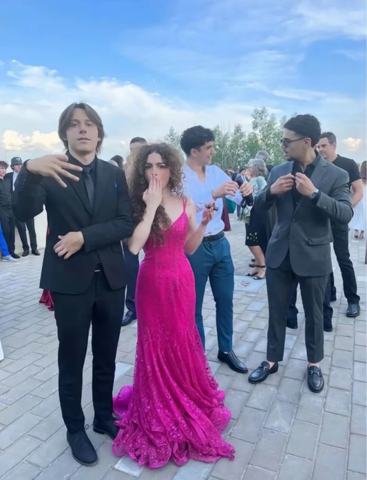 Sexy Mermaid Hot Pink Prom Dress Long Party Dress Evening Dress J7215