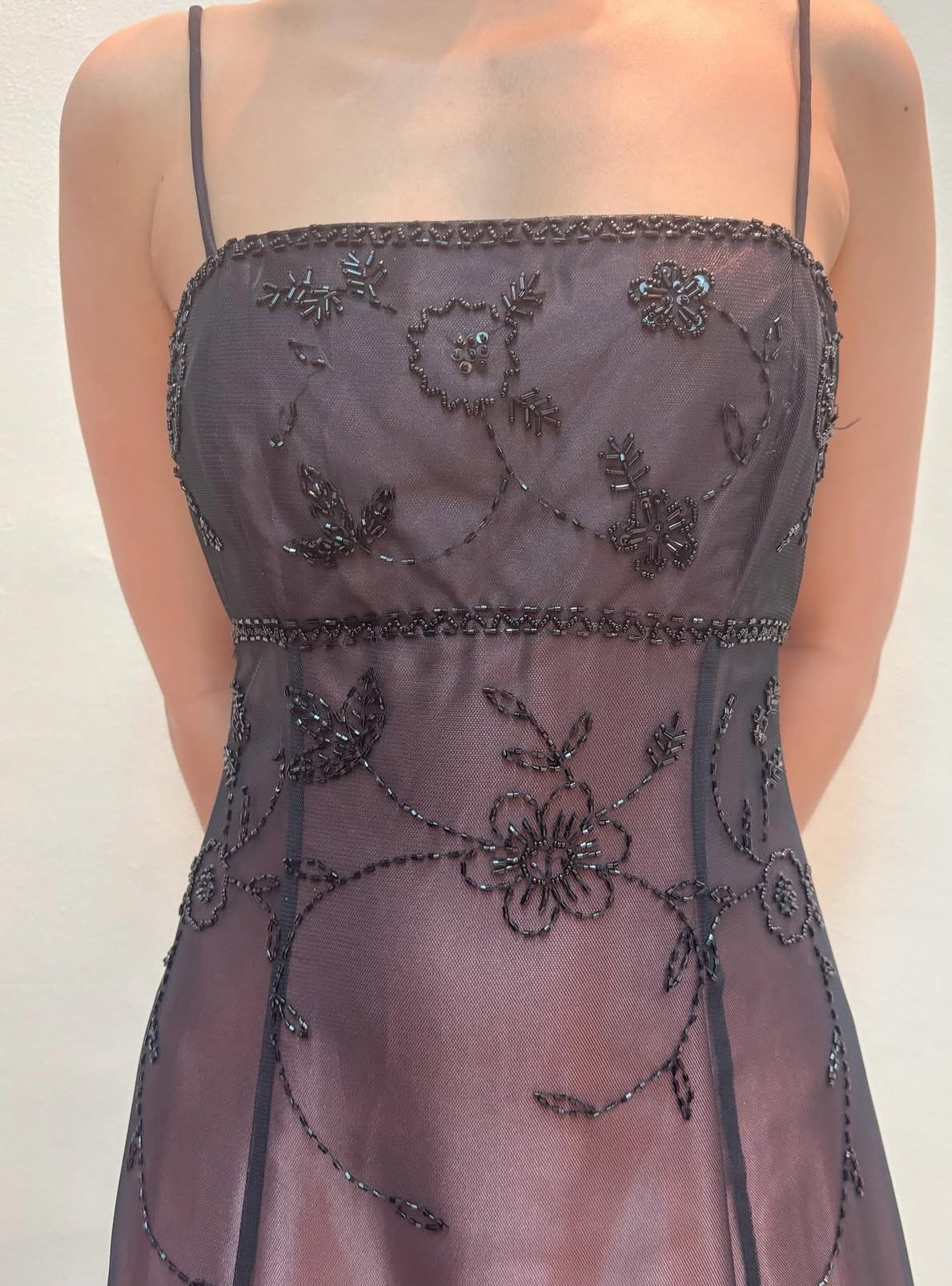 Spaghetti Straps A Line Beaded Long Prom Dress Vintage Evening Dress J8563