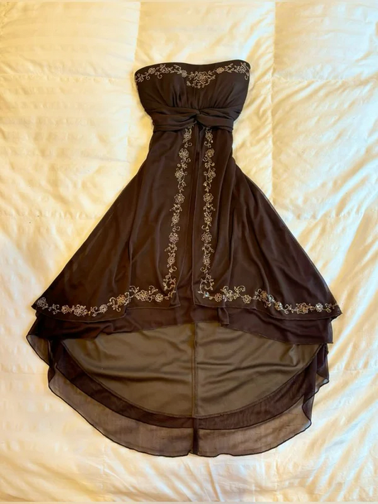 Strapless A Line Beaded Prom Dresss Vintage Formal Party Gown J8389