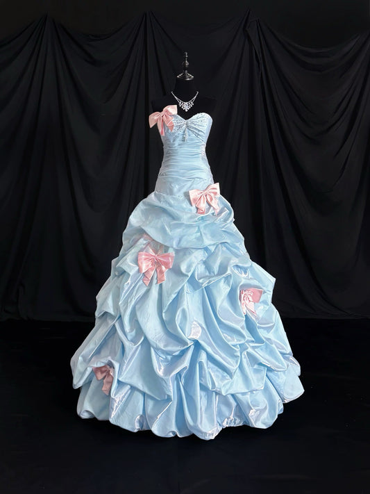 Sweetheart A Line Blue Birthday Dress Quinceanera Dresses With Bow J8428
