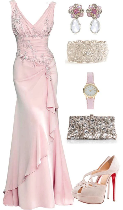 Rosa Meerjungfrau Langes Partykleid Abendkleid Ballkleider J7564