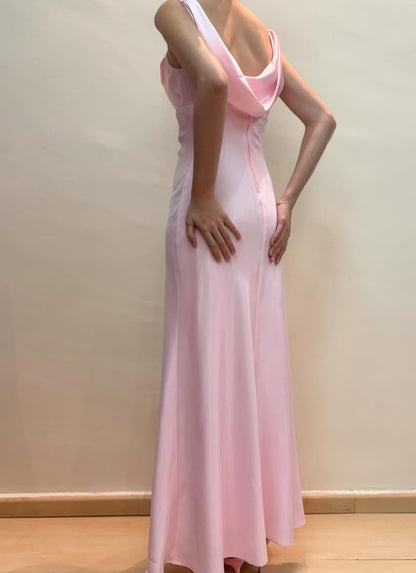 Pink Mermaid Long Prom Dress Vintage Evening Dress J8555