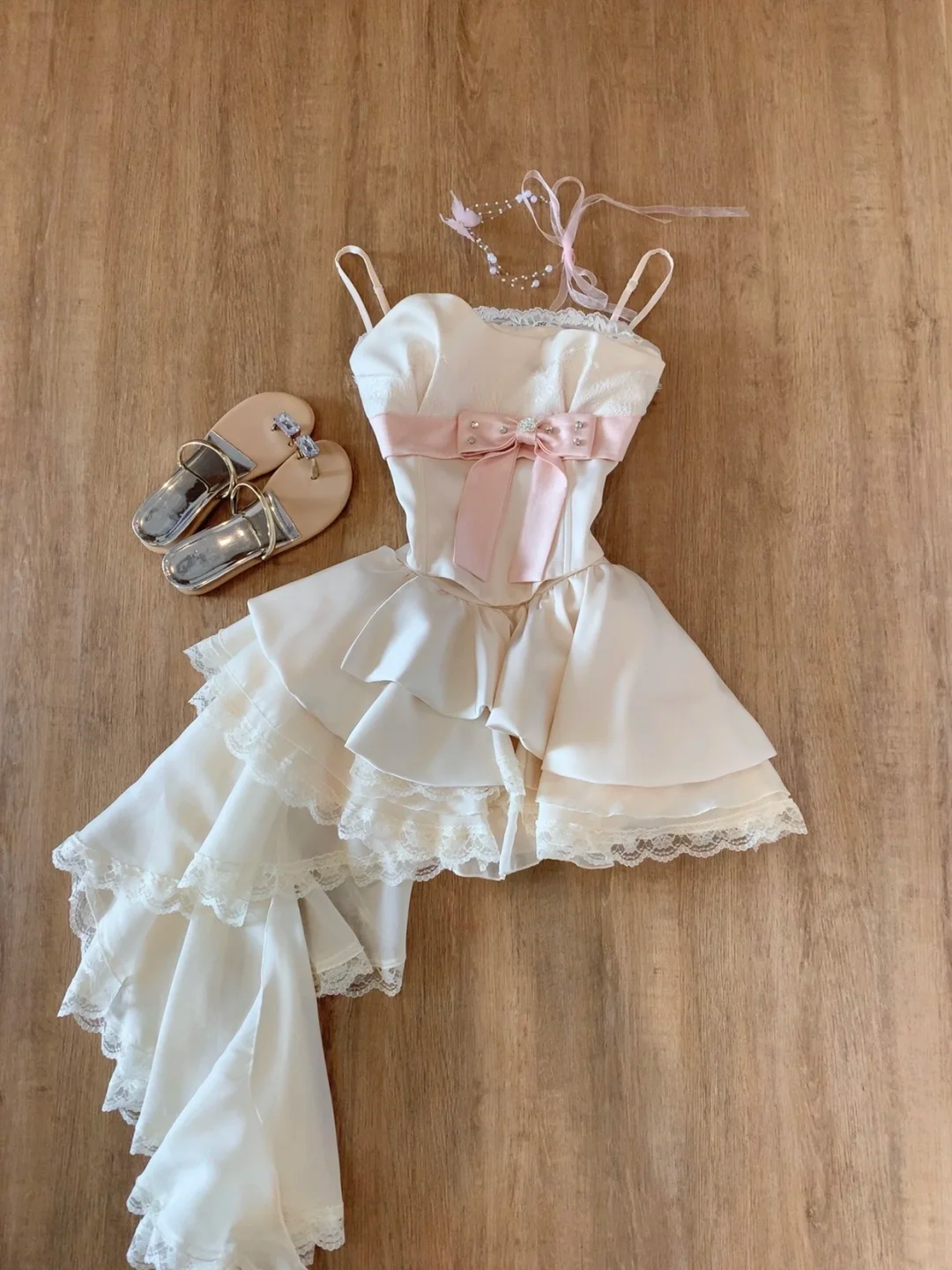 Spaghetti Straps A Line Pink Short Birthday Dress Lace Sweet Party Dress For Teens J8803