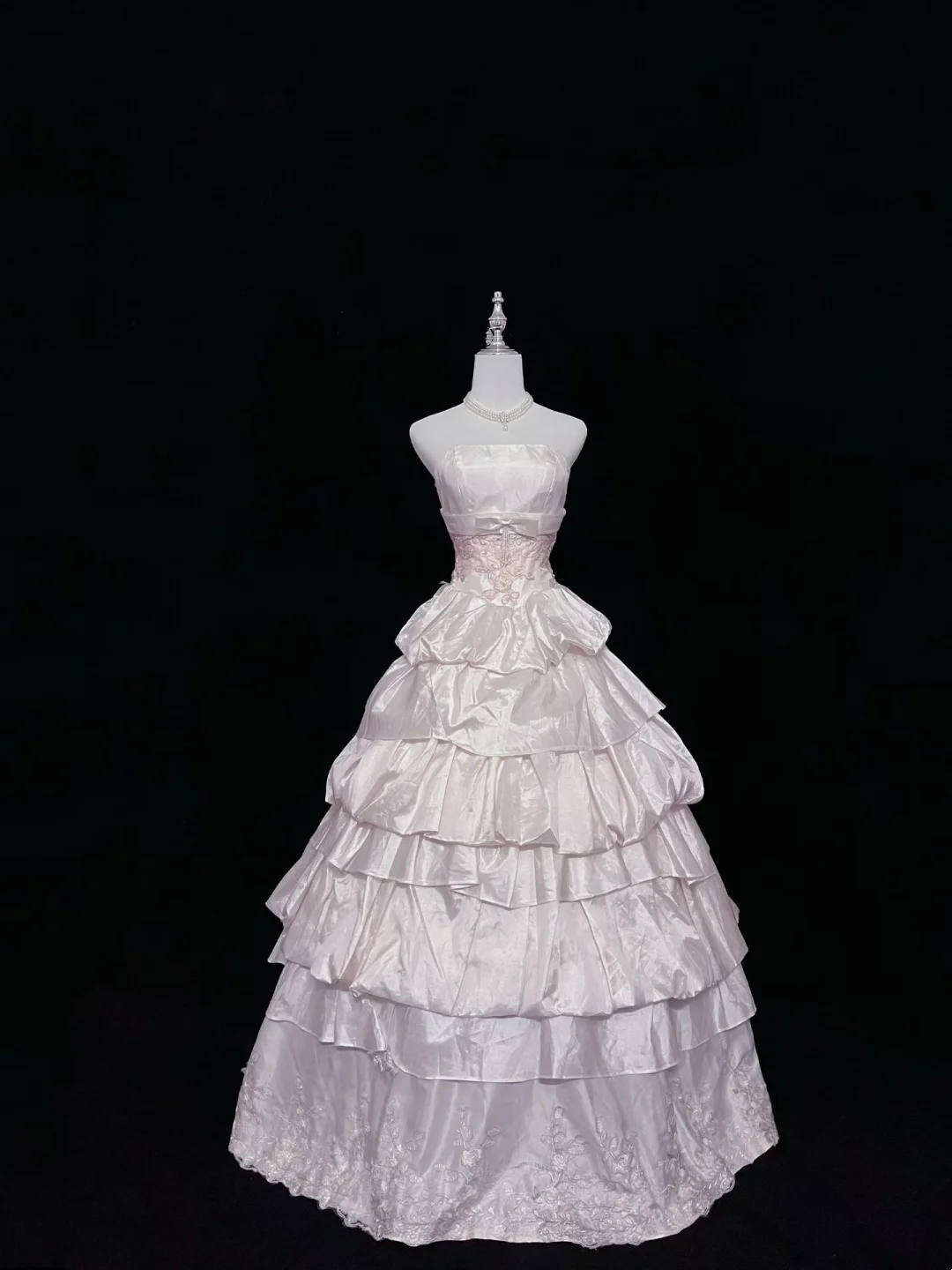 Robe de bal longue rose à volants, tenue d'anniversaire pour 15 ans, J8809