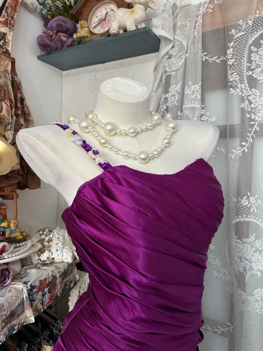 Robe de soirée longue sirène fuchsia en satin J8811