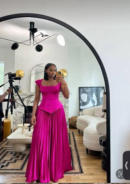 Hot Pink A Line Prom Dress Elegant Evening Party Dress J8816