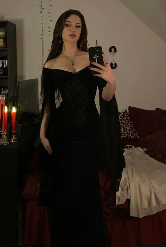 Black Off Shoulder Sexy Prom Dresses Formal Evening Dress J8818