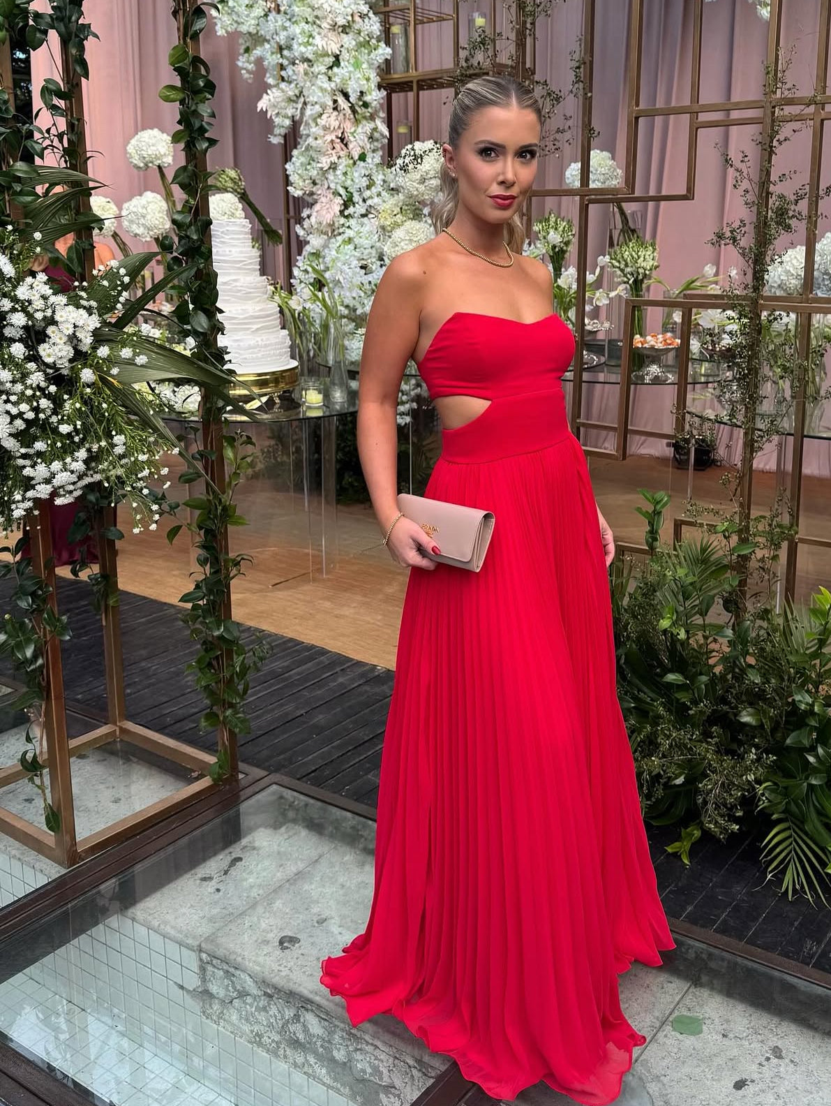 Strapless Red A Line Wedding Guest Dress Formal Prom Party Dress J7148