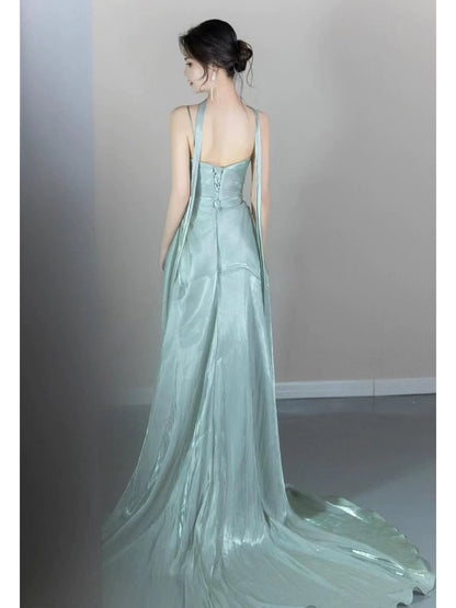 Robe de soirée verte coupe A, robe de bal formelle, J7101