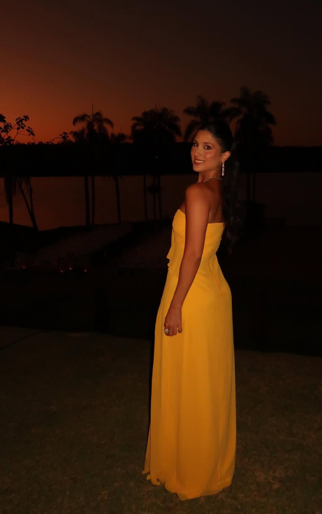 Sweetheart A Line Yellow Chiffon Prom Dress Wedding Guest Dress J7760