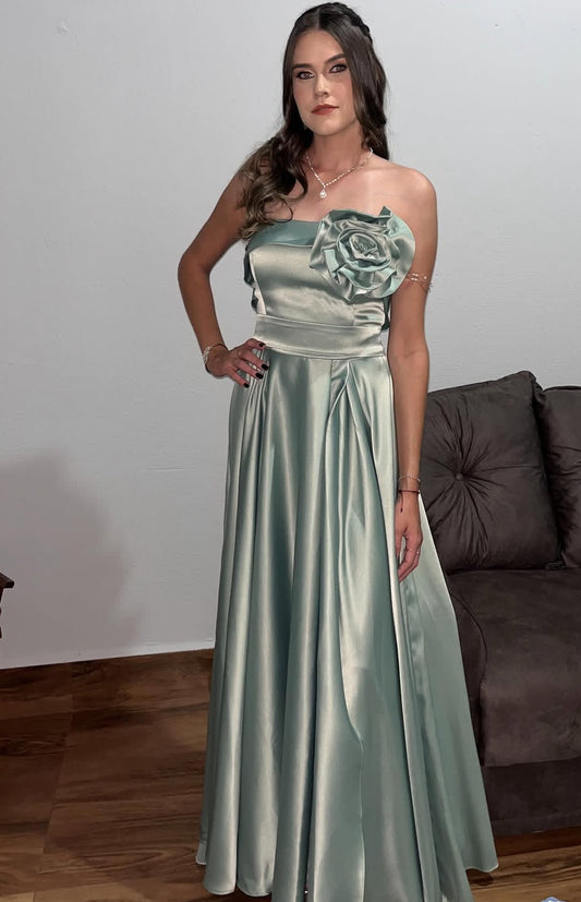 Robe de demoiselle d'honneur en satin coupe A, robe d'invitée de mariage J7761