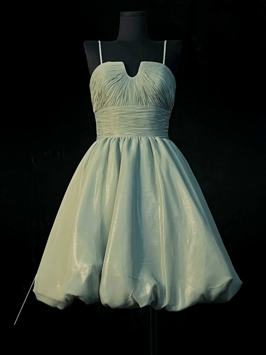 Trägerloses silbernes Vintage-Abendkleid, A-Linie, Geburtstagskleid J9370
