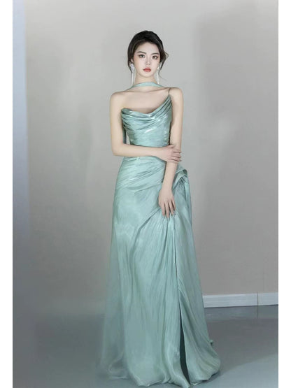 Robe de soirée verte coupe A, robe de bal formelle, J7101