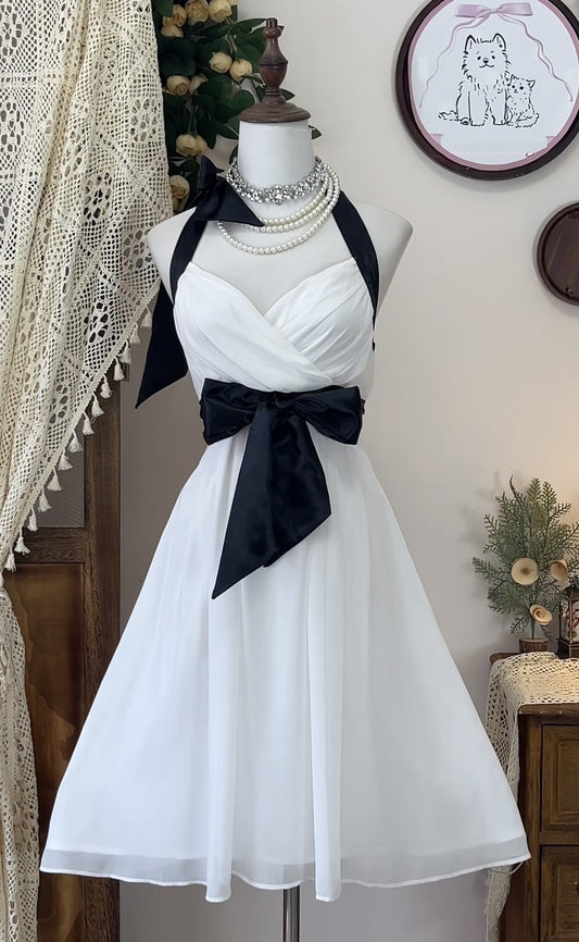 A-Linie Weißes Homecoming-Kleid Kurzes Chiffon-Partykleid J7055