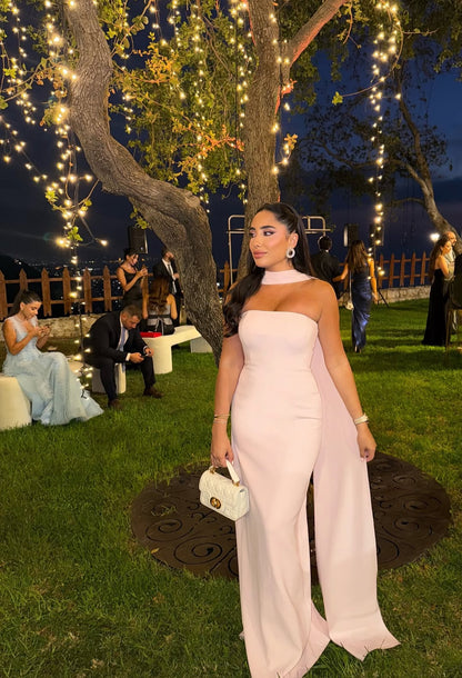 Trägerloses Etuikleid in Rosa, langes Ballkleid J7813