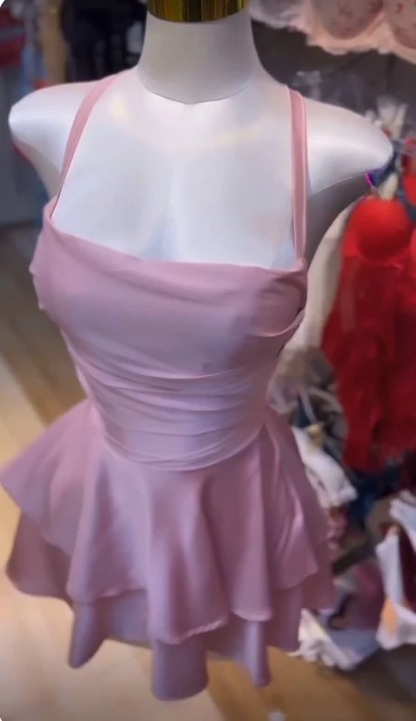 Rosa kurzes Homecoming-Kleid A-Linie Geburtstagskleid J7208