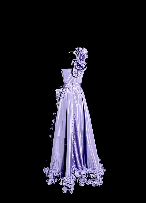 Robe de bal longue en satin à une épaule et coupe trapèze, tenue d'anniversaire, robe de remise de diplôme, J7116