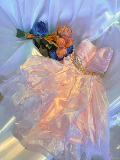 Trägerloses A-Linie Rosa Ballkleid Süßes Perlen Homecoming Kleid J8430