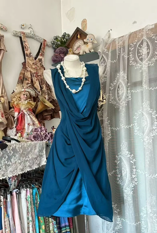 Teal Sheath Short Formal Dress Chiffon Party Dress  J10053
