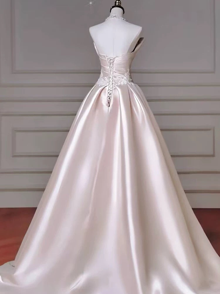 Off Shoulder Baby Pink Prom Dress A Line Birthday Ball Gown J7720