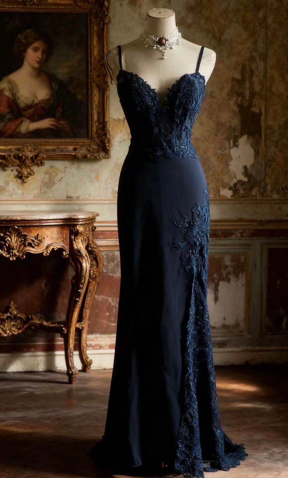 Robe de soirée fourreau noire sexy longue avec fente J8826