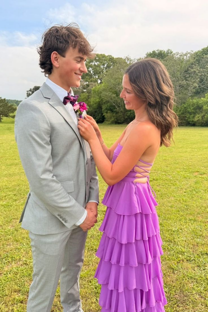 A Line Strapless Ruffles Long Prom Formal Dress J6808