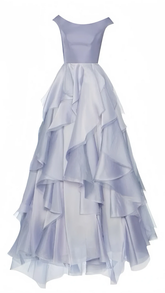 Schulterfreies, langes Ballkleid mit Rüschen, langes Partykleid J8761