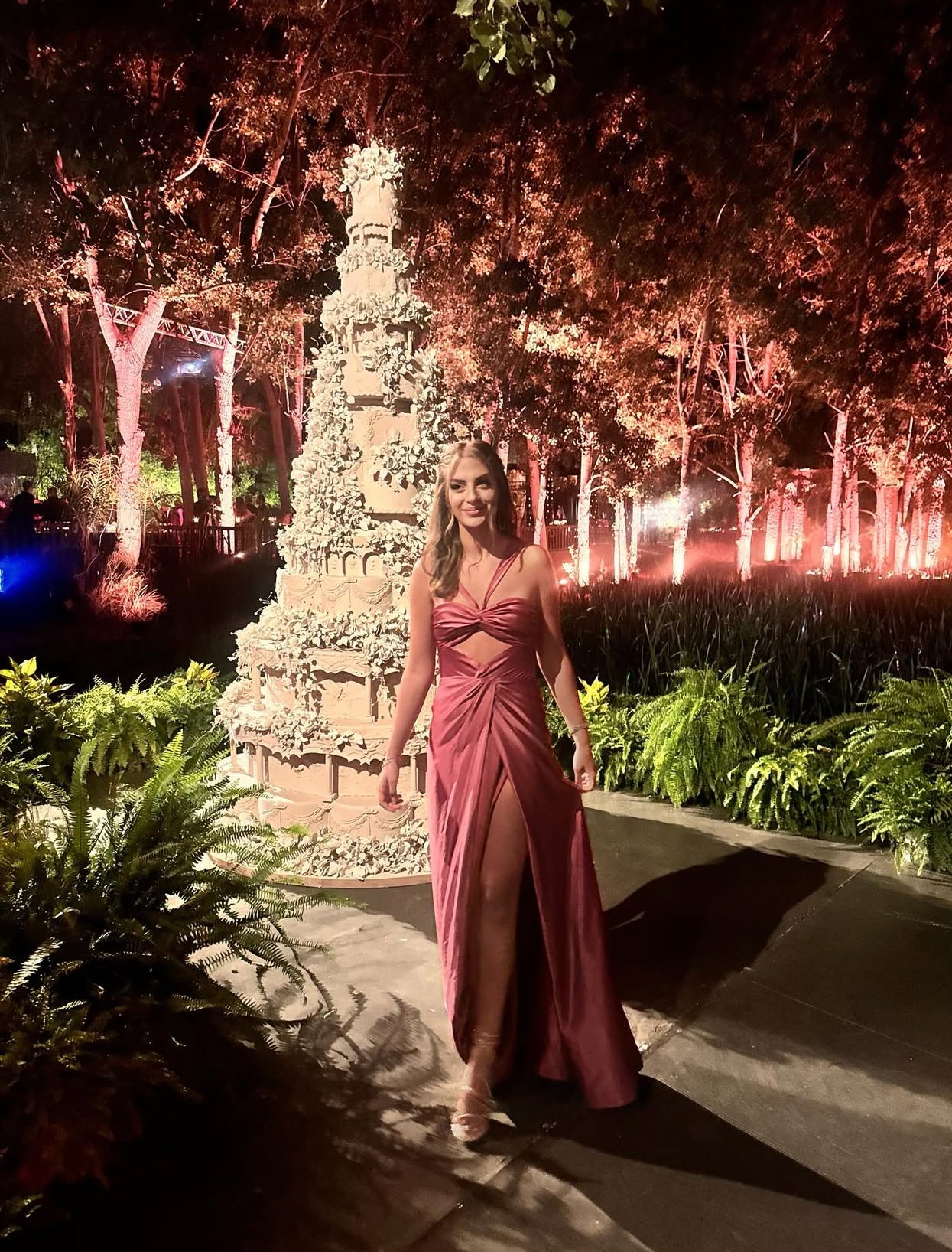 Robe fourreau rose pour invité de mariage avec fente, robe de soirée formelle J7654