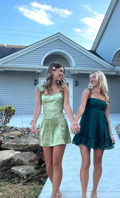 A Line Emerald Green Short Homecoming Dress J7836