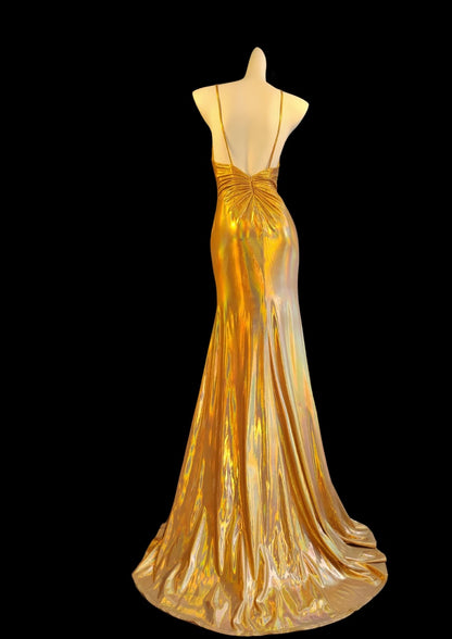 Robe de soirée sirène à bretelles spaghetti, robe de bal formelle J7321