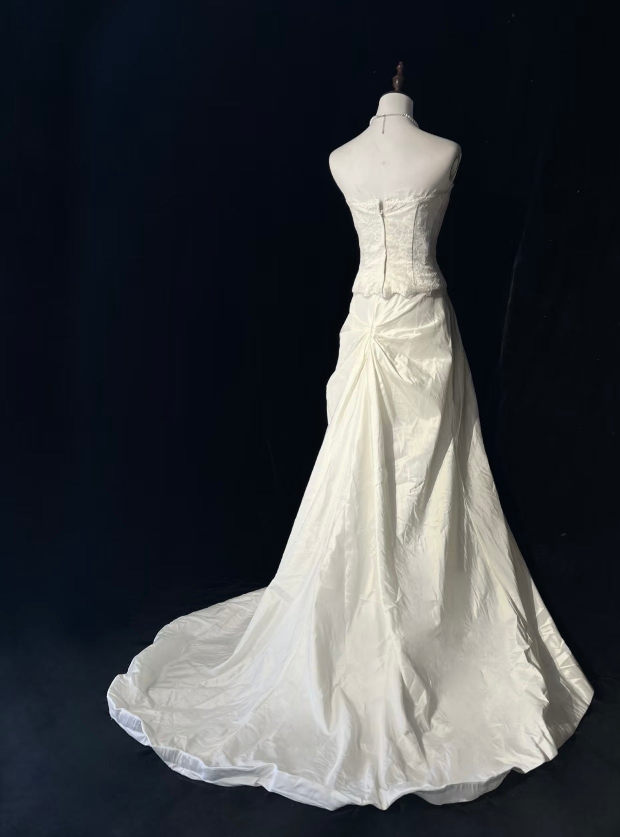 Strapless Mermaid White Wedding Dress Satin Bridal Dress J7980