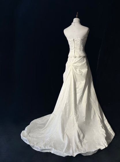 Strapless Mermaid White Wedding Dress Satin Bridal Dress J7980