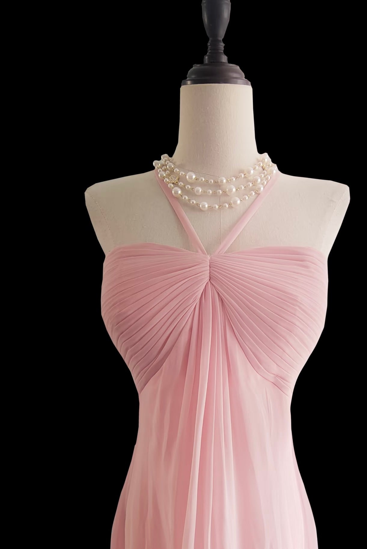 Robe de soirée sirène rose en mousseline de soie, robe de bal formelle J7323